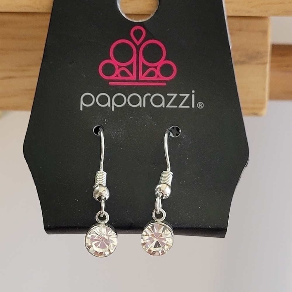 Paparazzi Rhinestone Drop Silver-Tone Earrings